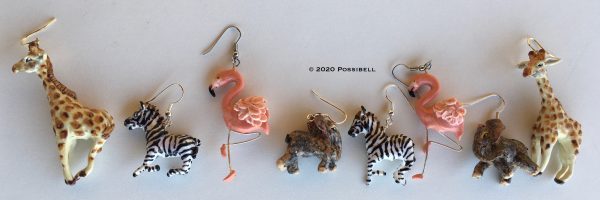 Zebras, Giraffen, Elefanten und Flamingos